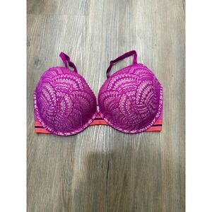 Victorias Secret Very Sexy Lightly Lined Plunge Bra Magenta Lace 36DDD Purple